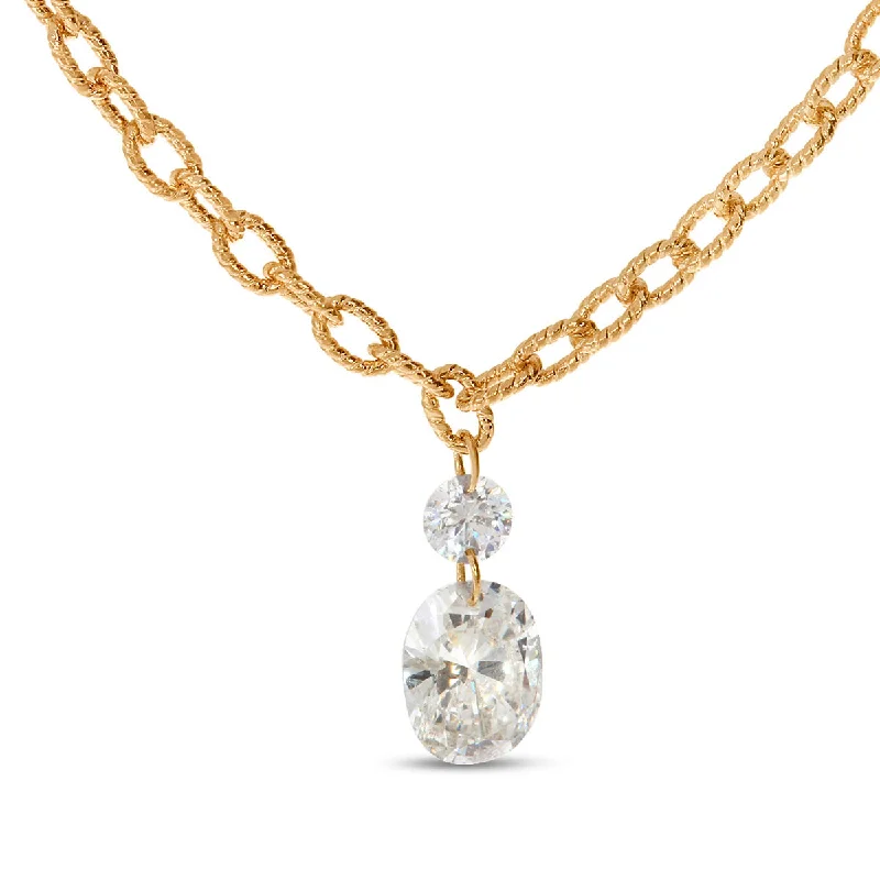 Floral Necklaces-DASHING DIAMONDS ROUND / OVAL NECKLACE P10363P-18