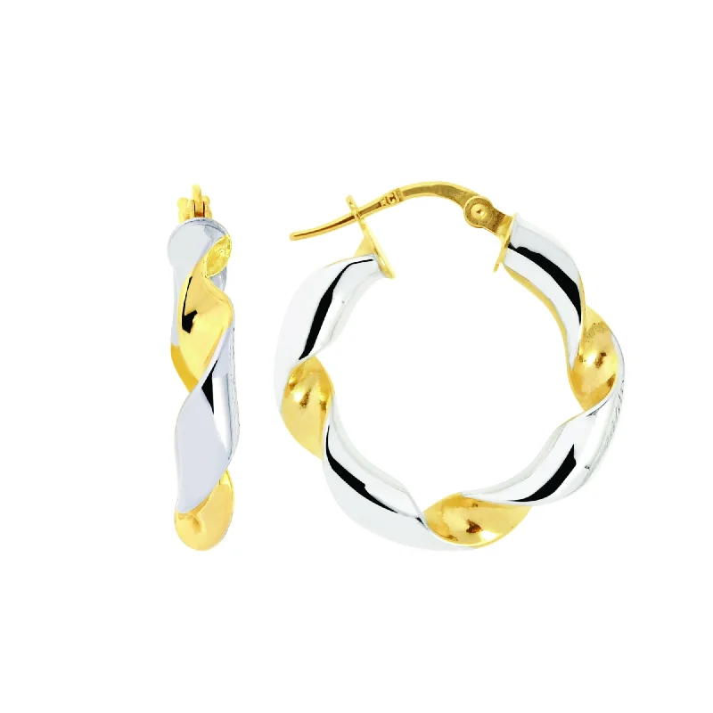 Classic Hoop Drop Earrings-14K Gold Small Round Twist Hoop Earring