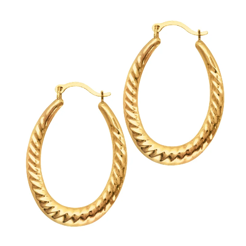 Silver Crystal Drop Earrings-14K Gold Graduated Oval Twist Back to Back Hoop Earring