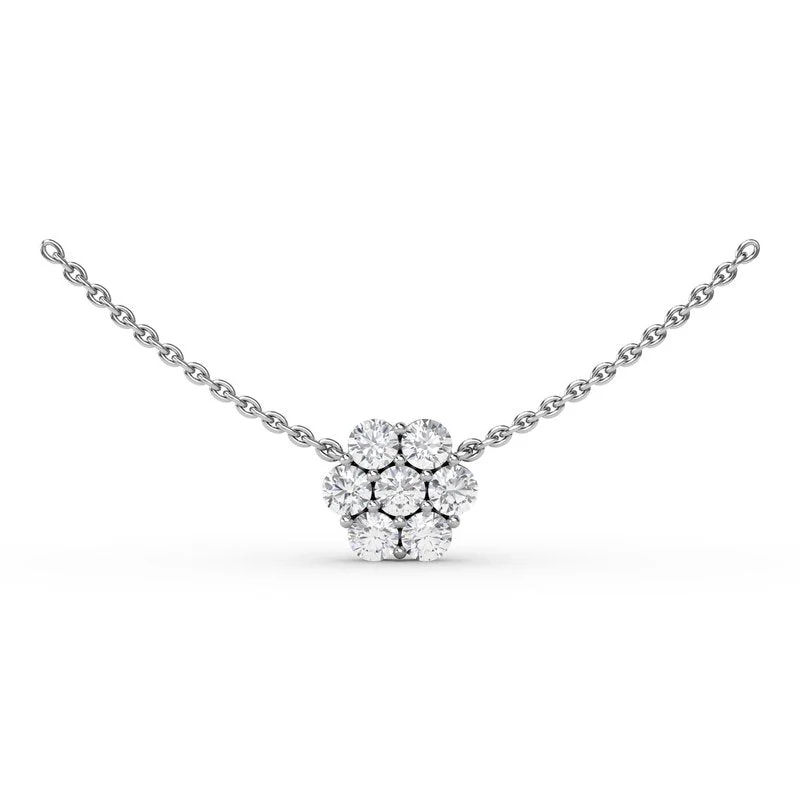 Geometric Silver Necklaces-Magnolia Diamond Necklace N5032