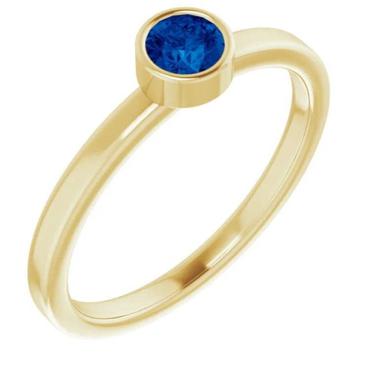 Bridal Engagement Rings-14K Yellow 4 mm Lab-Grown Blue Sapphire Ring