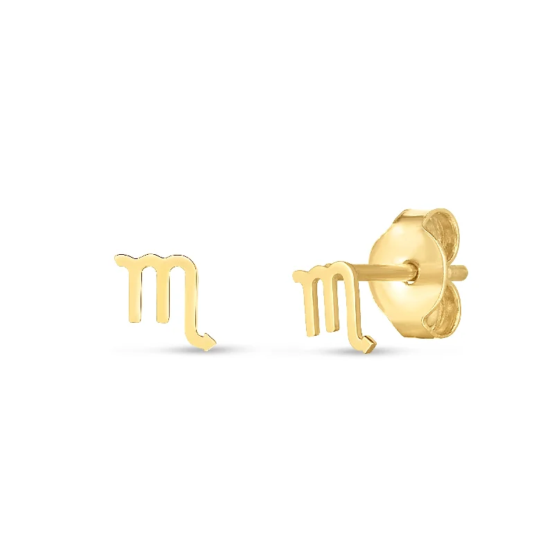 Classic Hoop Drop Earrings-14K Gold Scorpio studs