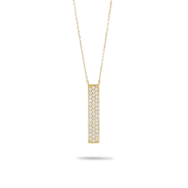 Elegant Gold Necklaces-14k Yellow Gold Cluster 0.30ct Diamond Bar Necklace