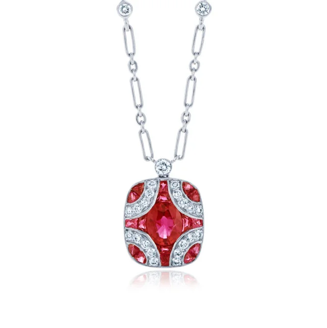 Dainty Necklaces-KWIAT Argyle Collection Ruby and Diamond Necklace N-28688R-0-DIARUB-18KW