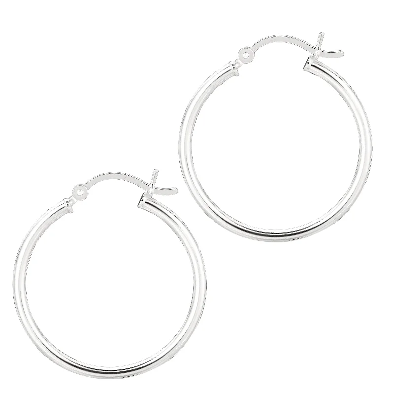 Artistic Dangle Earrings-Silver 2x25mm Hoop Earring