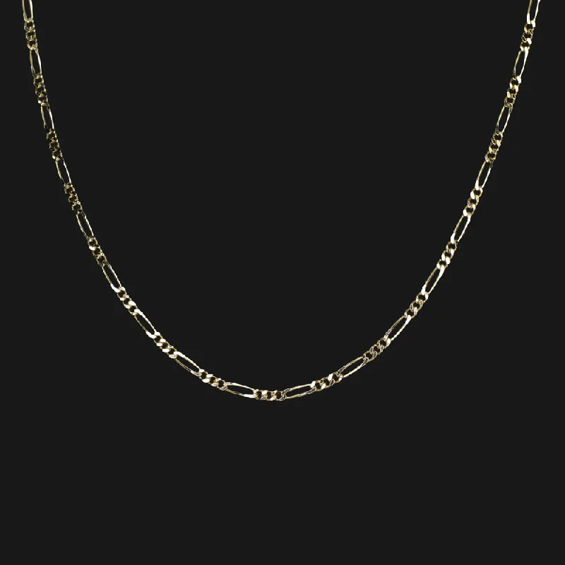 Silver Necklaces-14k YELLOW GOLD FIGARO CHAIN 18 INCH 1.8mm NECKLACE CLASSIC ITALIAN MENS LADIES