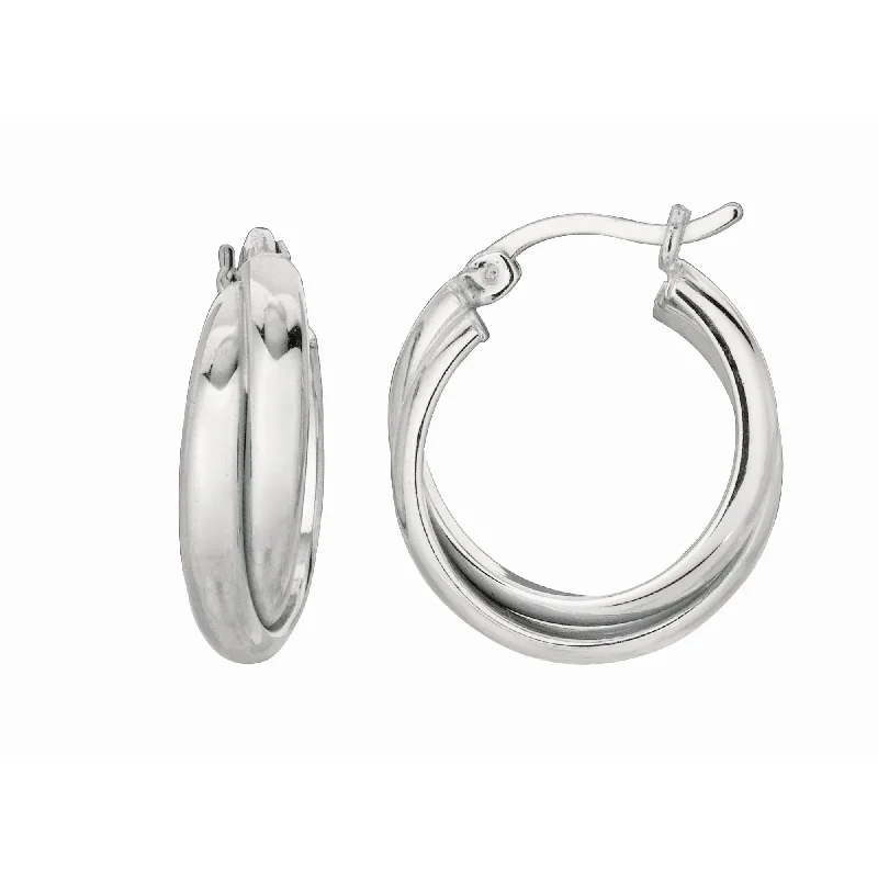 Silver Hoop Earrings-Silver Small Double Twist Hoop Earring