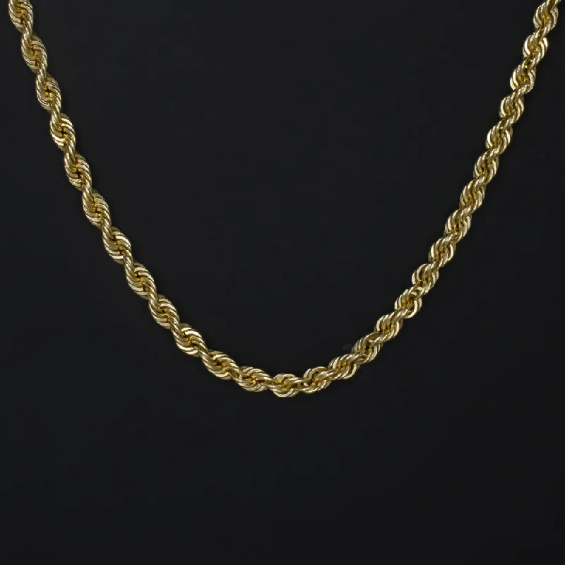 Chunky Gold Necklaces-SOLID 14K YELLOW GOLD ROPE CHAIN 30 INCH LONG 1.5mm TWIST MENS LADIES NECKLACE