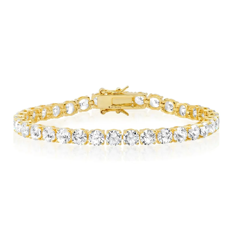 Stretch Bracelets-5MM ROUND CZ TENNIS BRACELET, GOLD