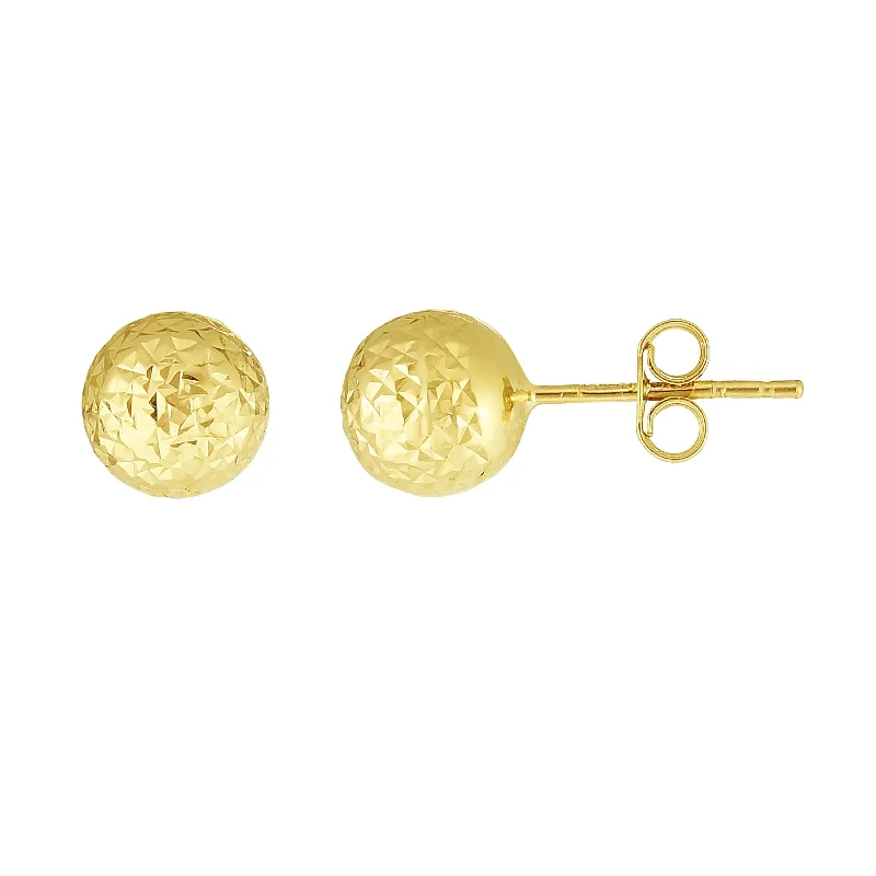 Abstract Hoop Earrings-14K Gold 7mm Crystal Cut Post Earring