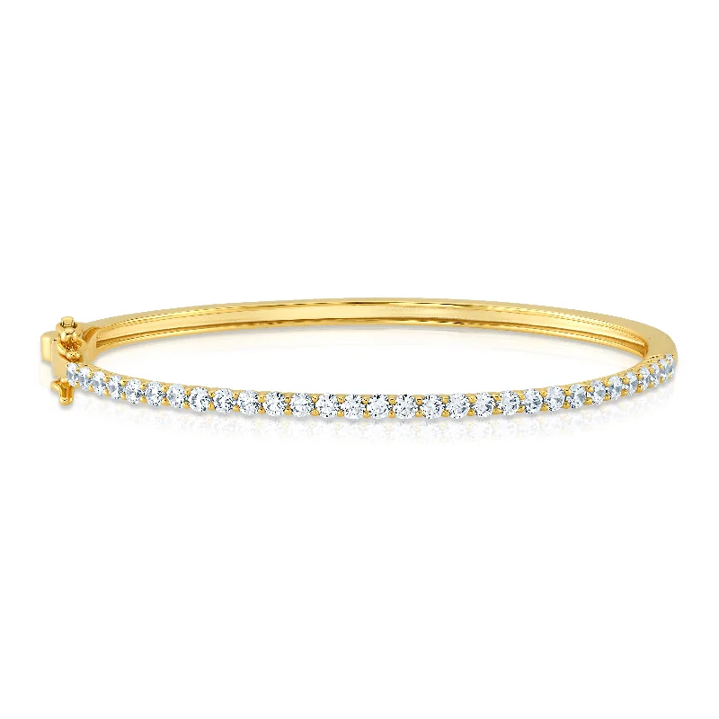 Friendship Bracelets For Best Friends-2MM CZ BANGLE, GOLD