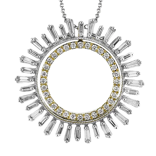 Luxury Necklaces-Medallion Pendant Necklace in 18k Gold with Diamonds LP4889