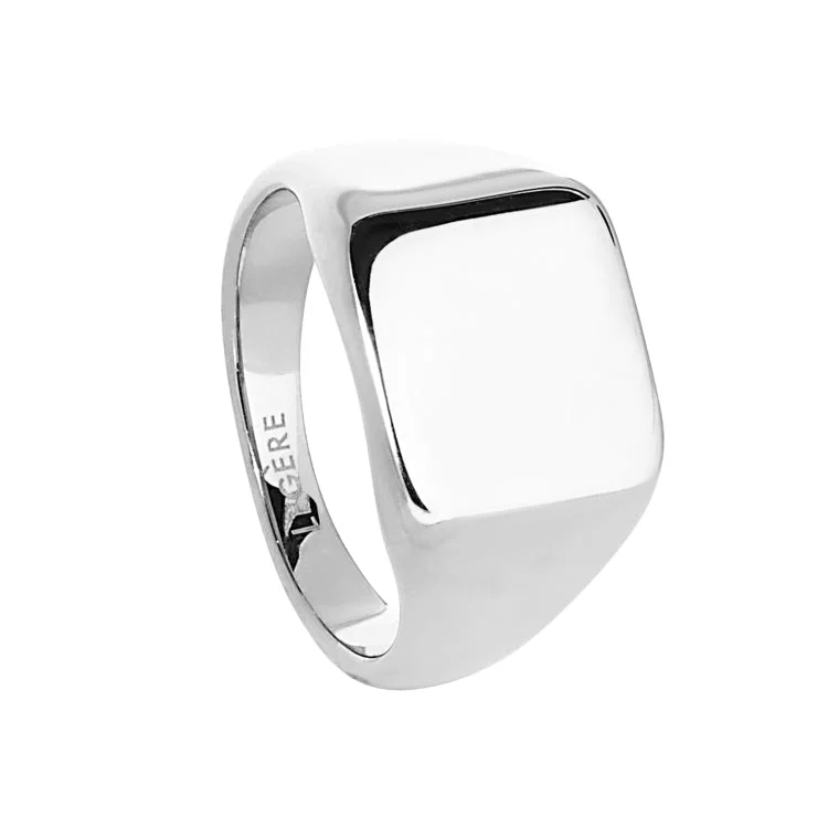 Men’s Rings-Stainless Steel Square Signet Ring  - Size 10