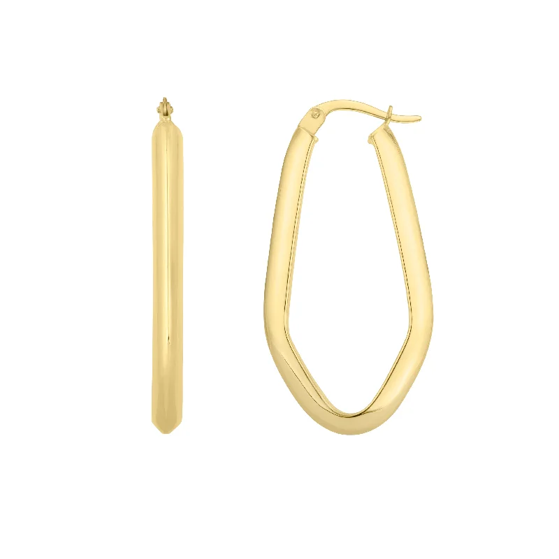 Pearl Earrings-10K Geometric Oval Hoop Earring