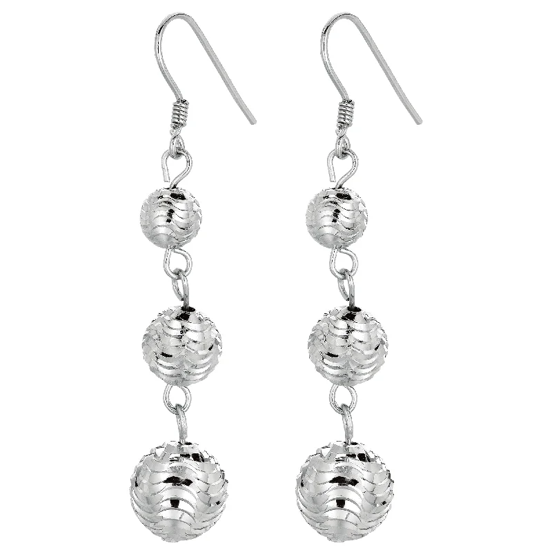 Gemstone Stud Earrings-Silver Graduated Beads Drop Earring