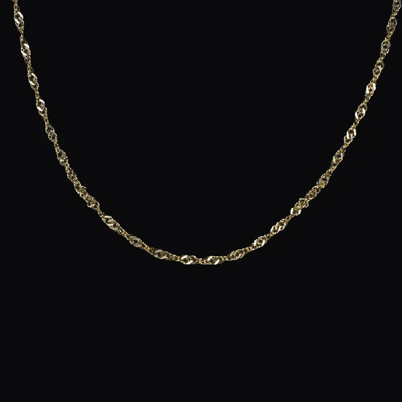 Name Necklaces-TWISTED CURB CHAIN NECKLACE SOLID 14K YELLOW GOLD 18 INCH 1.8mm EVERYDAY SIMPLE