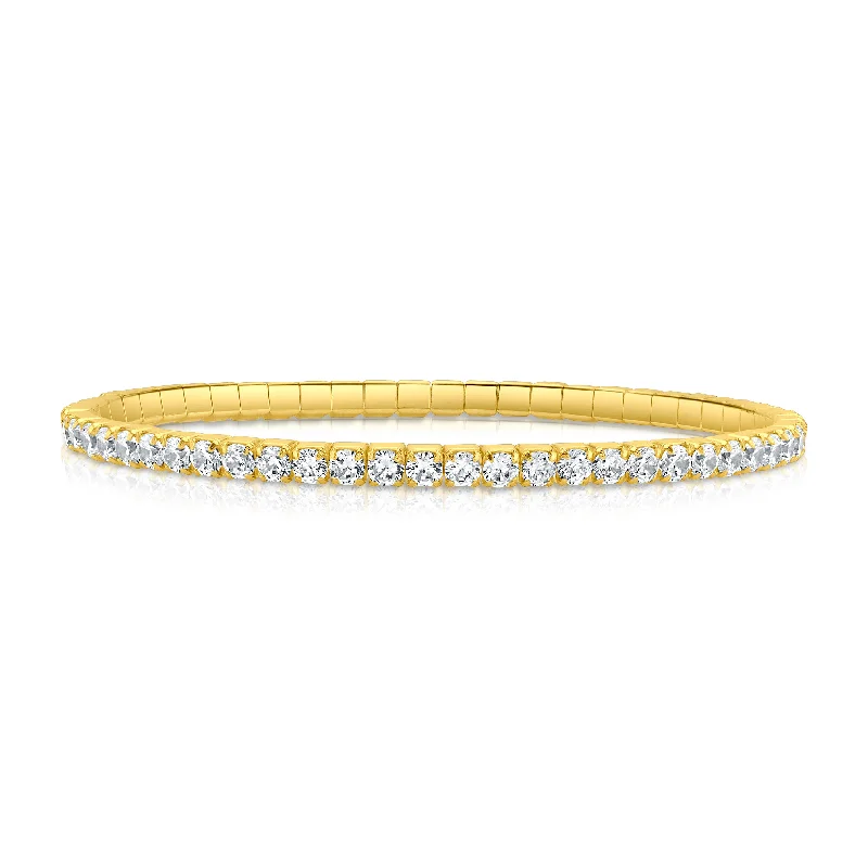 Bracelets For Traditional Outfits-STRETCH TENNIS BRACELET, GOLD