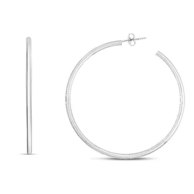 Transparent Earrings-Silver 65mm Round Tube C Hoops