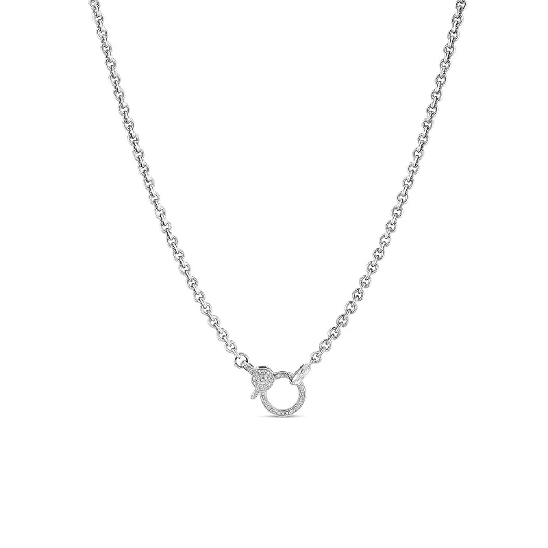 Simple Gemstone Necklaces-Short Cable Chain Necklace with Diamond Claw Clasp - 17" NB000384