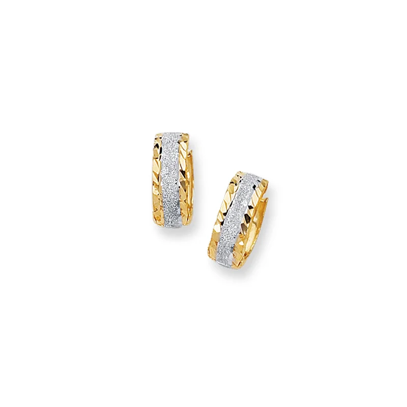 Personalized Diamond Stud Earrings-14K Gold Center Huggie Earring