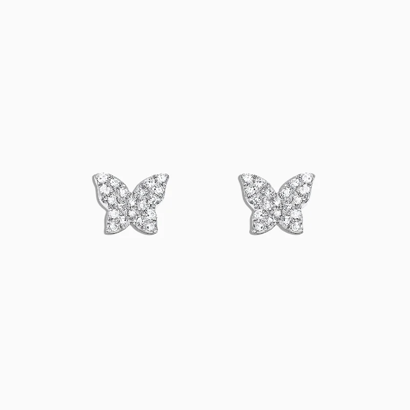 Ear Cuffs-Kidz 14K White Gold Diamond Butterfly Earrings, 0.13 TCW