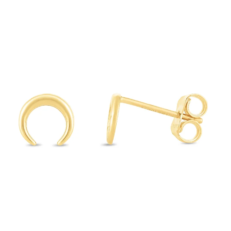 Colorful Hoop Earrings-14K Gold Crescent Stud Earring