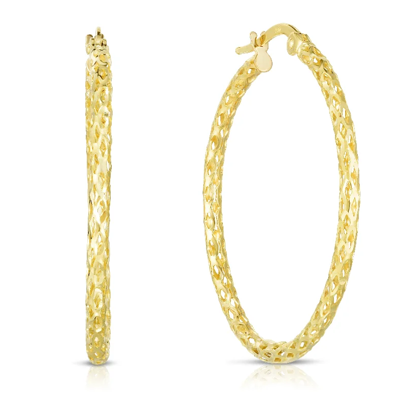 Minimalist Crystal Earrings-14K Gold Diamond Cut Hoop Earring