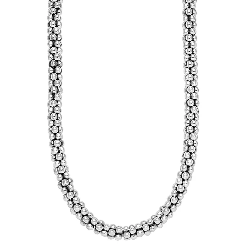 Diamond Heart Necklaces-Signature Caviar Rope Necklace in Sterling Silver,18"inch