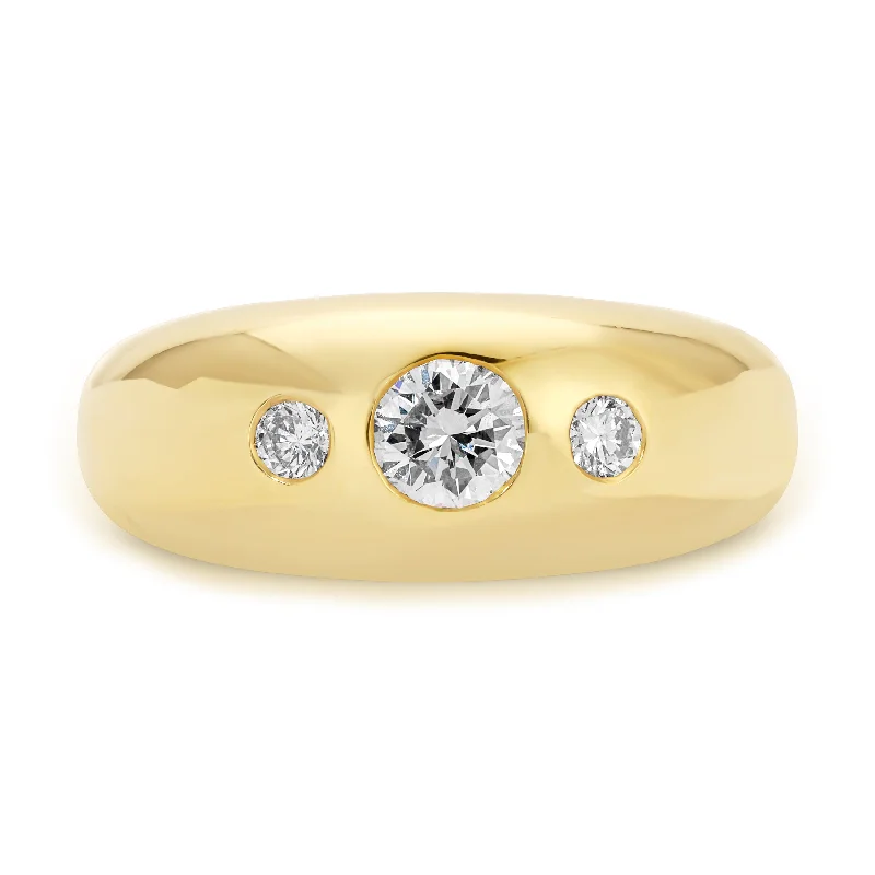 Wedding Rings With Gold Detailing-Vintage Cartier Three-Diamond Ring