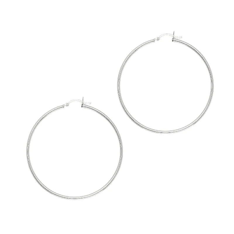 Contemporary Earrings-Silver 2x50mm Hoop Earring