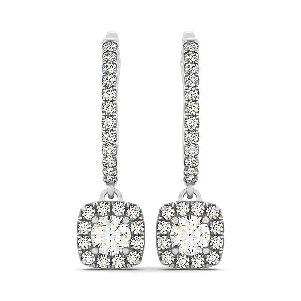 Trendy Stud Earrings-Halo Diamond Earring