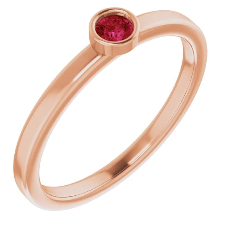 Elegant Wedding Rings-14K Rose 3 mm Lab-Grown Ruby Ring