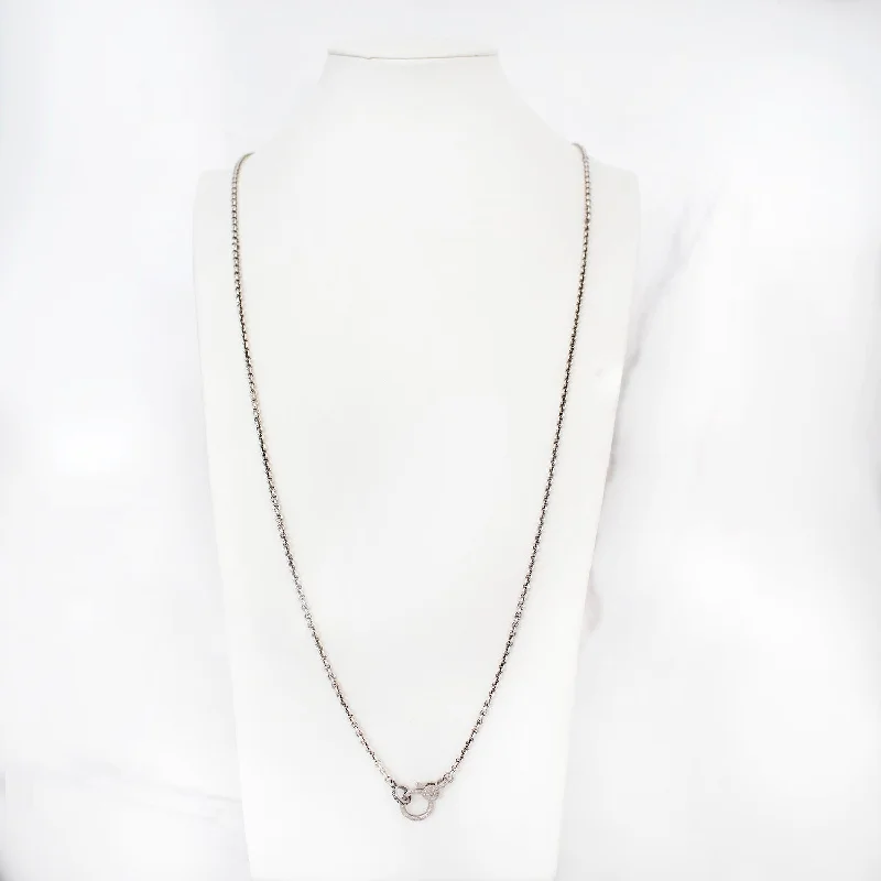 Dainty Necklaces-Long Cable Chain Necklace with Diamond Claw Clasp NB000216