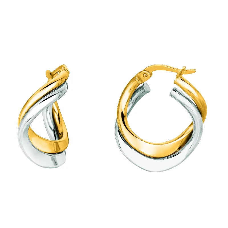 Fashionable Hoop Earrings-14K Gold Mini Freeform Double Hoop Earring