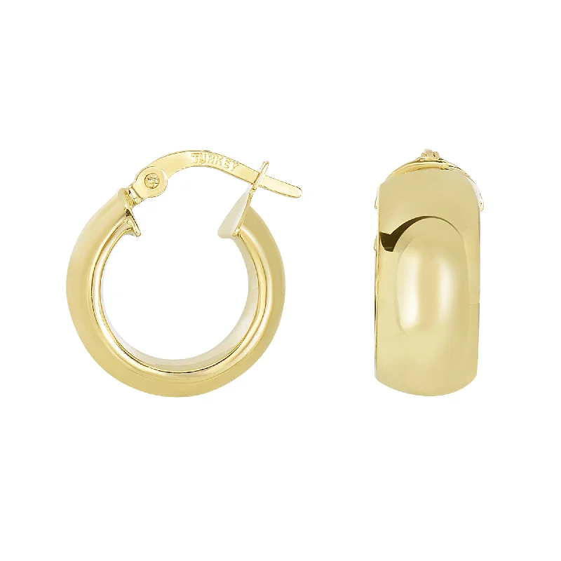 Round Gemstone Earrings-14K Yellow Gold Polished Chunky Hoop Earring