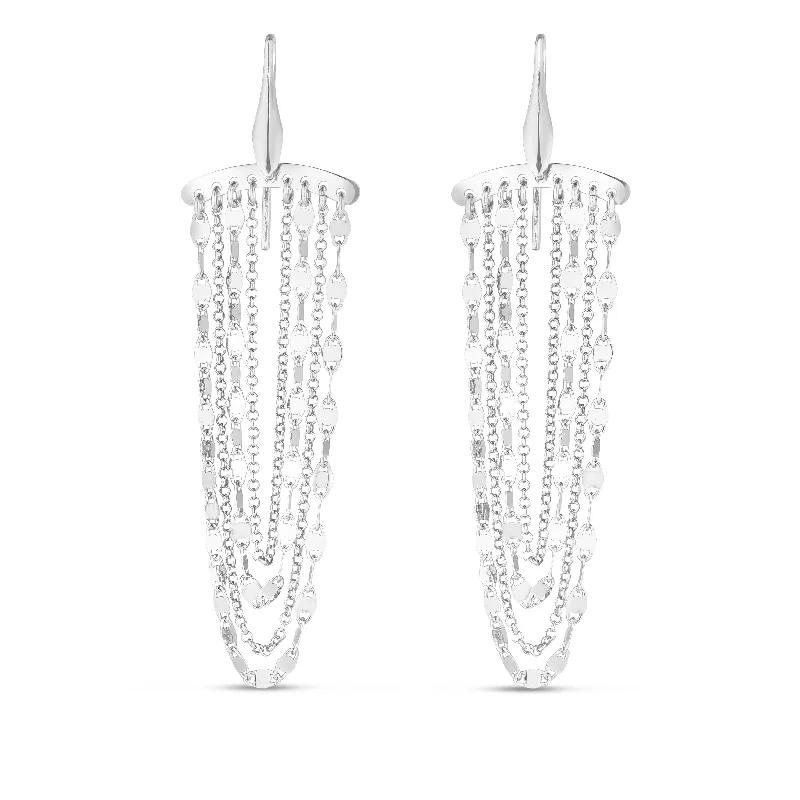 Shiny Drop Earrings-Sterling Silver Chandelier Earrings