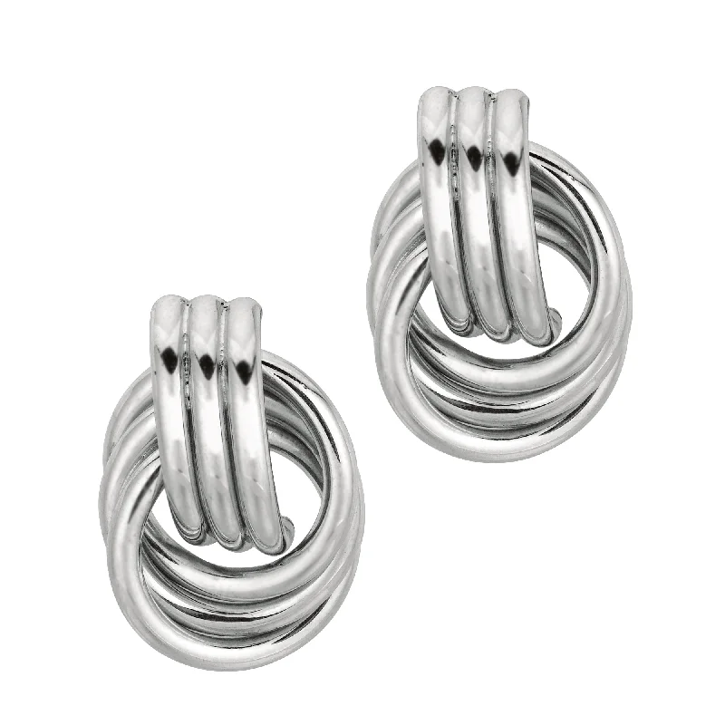 Big Statement Earrings-Silver Love Knot Huggie Earring