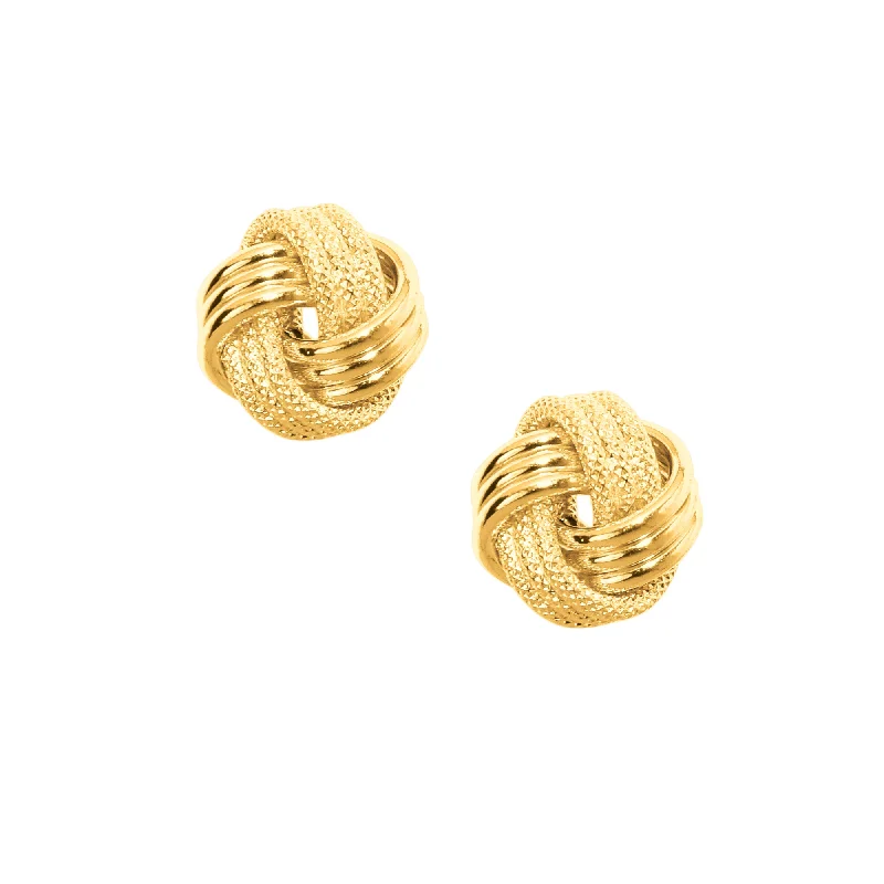 Artistic Drop Earrings for Women-10K Gold Textured Love Knot Stud Earring