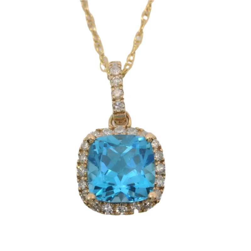 Unique Gemstone Necklaces-14K Yellow Gold Swiss Blue Topaz Necklace