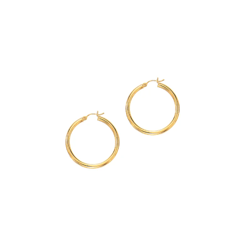 Vintage Earrings-14K Gold 3x30mm Hoops