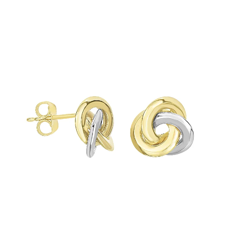 Luxurious Drop Earrings-14K Two-tone Gold Polished Love Knot Stud Earring