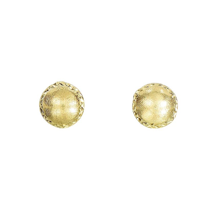 Oval Crystal Earrings-14K Gold Satin Bead and Diamond Cut Post Earring