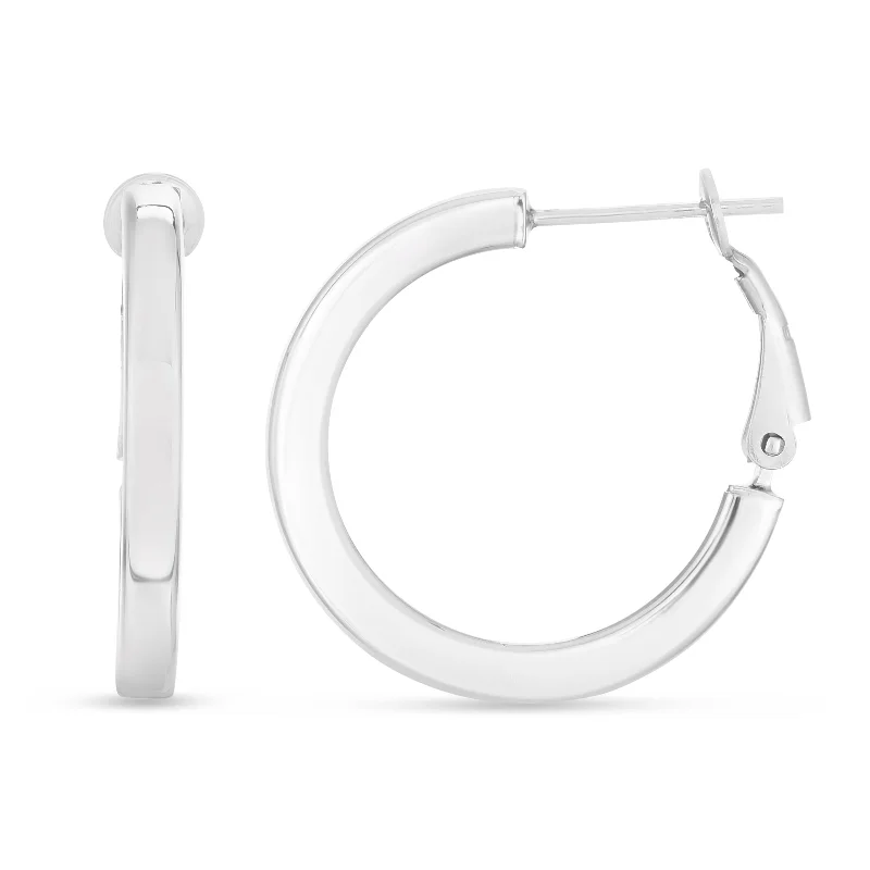 Classic Stud Earrings-Silver 27mm Snap Hoops