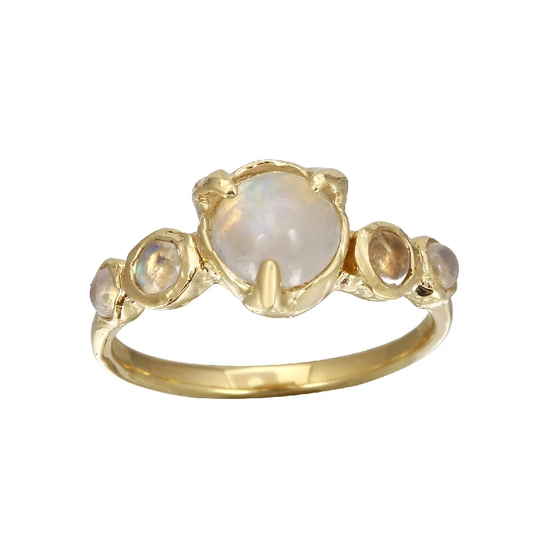 Birthstone Rings-Five Bezel Moonstone Ring