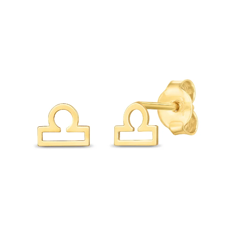 Pink Earrings-14K Gold Libra Studs