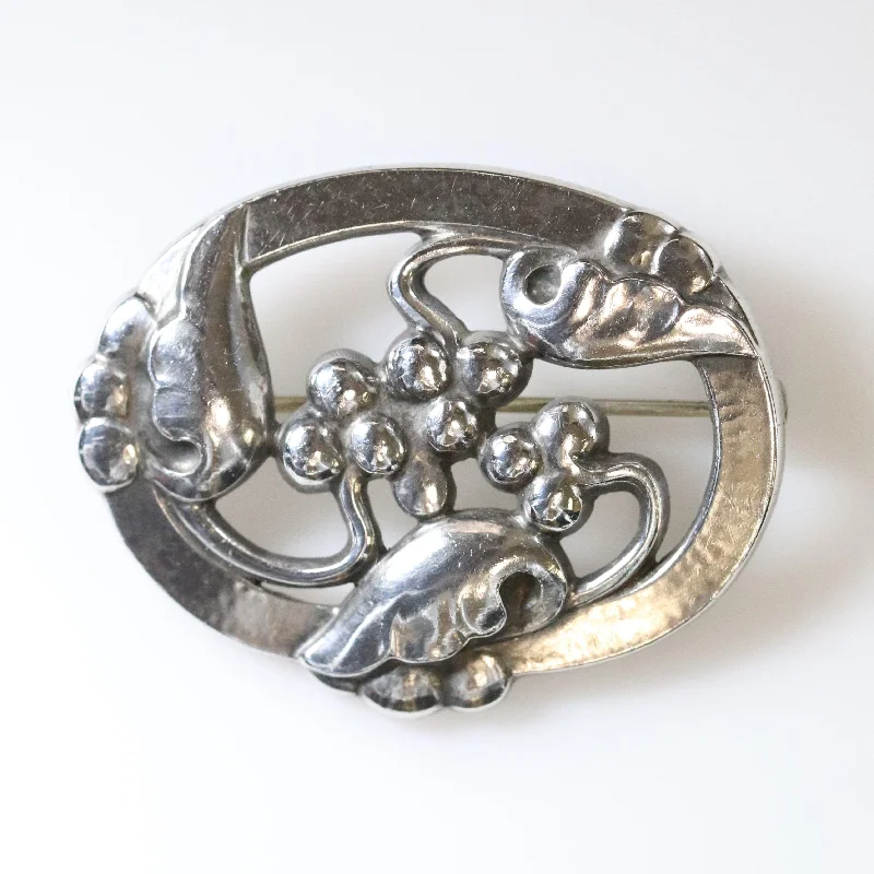 Brooch With Modern Twist-Vintage Georg Jensen Jewelry | Moonlight Grapes Brooch 101