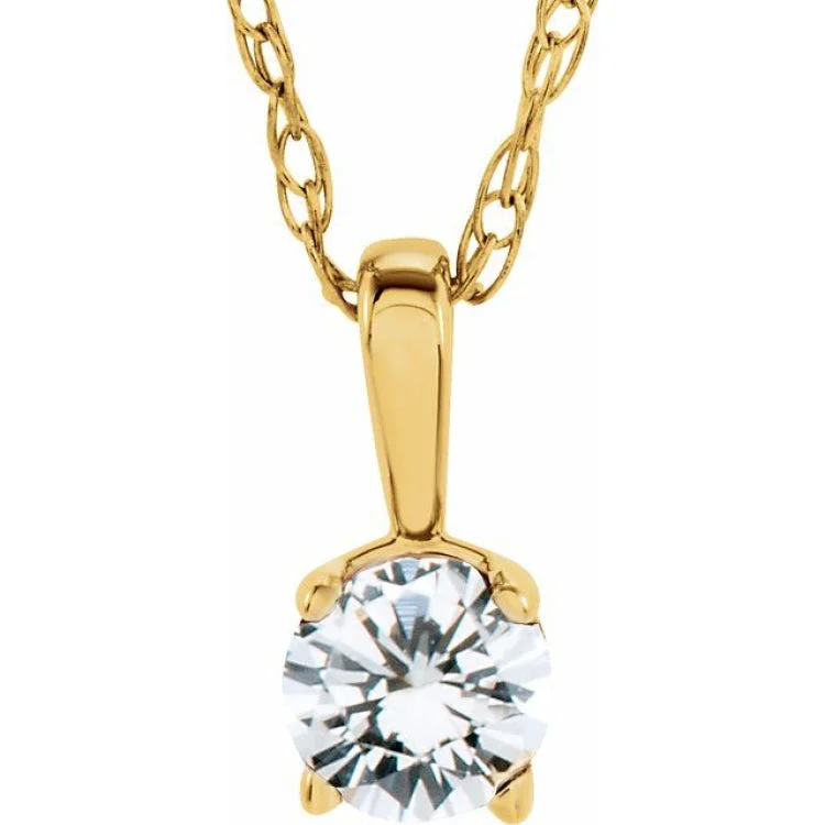 Love Necklaces-14K Yellow 3 mm Natural White Sapphire Youth Solitaire 14" Necklace