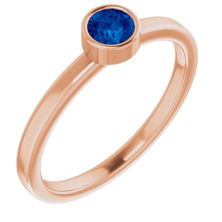 Ethically Sourced Rings-14K Rose 4 mm Natural Blue Sapphire Ring