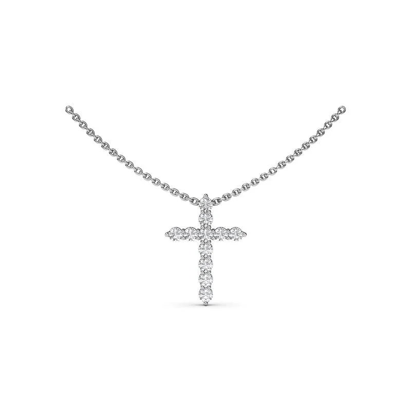 Adjustable Gold Necklaces-Diamond Prong Cross Necklace P5118