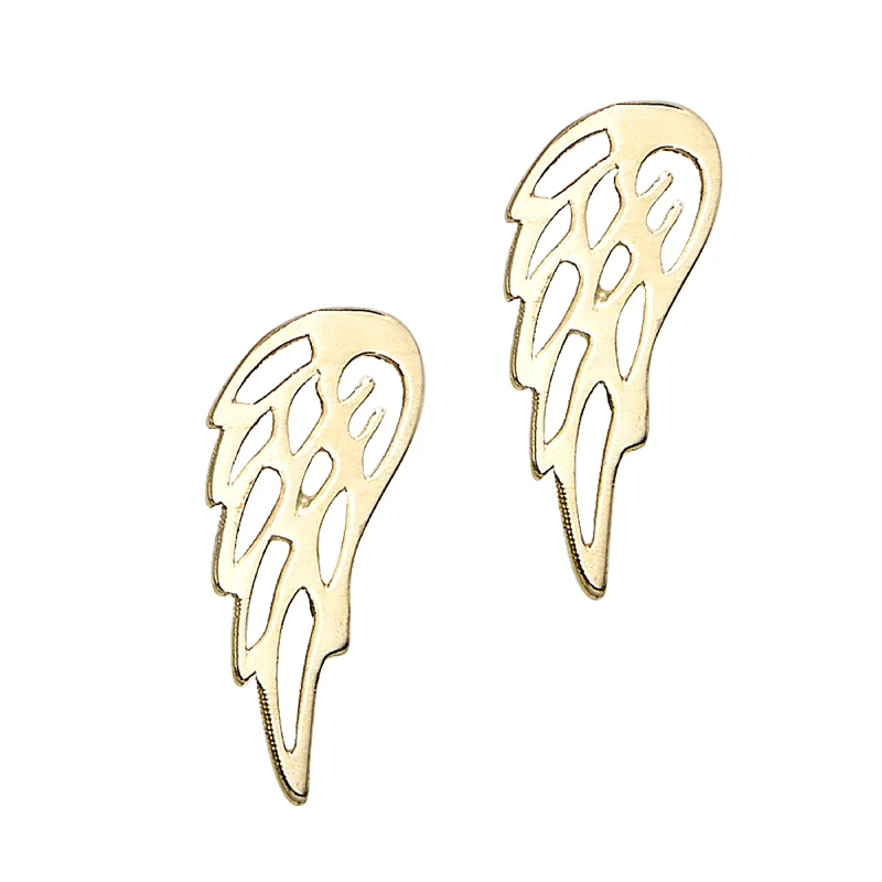 Modern Pearl Earrings-14K Gold Angel Wing Stud Earring